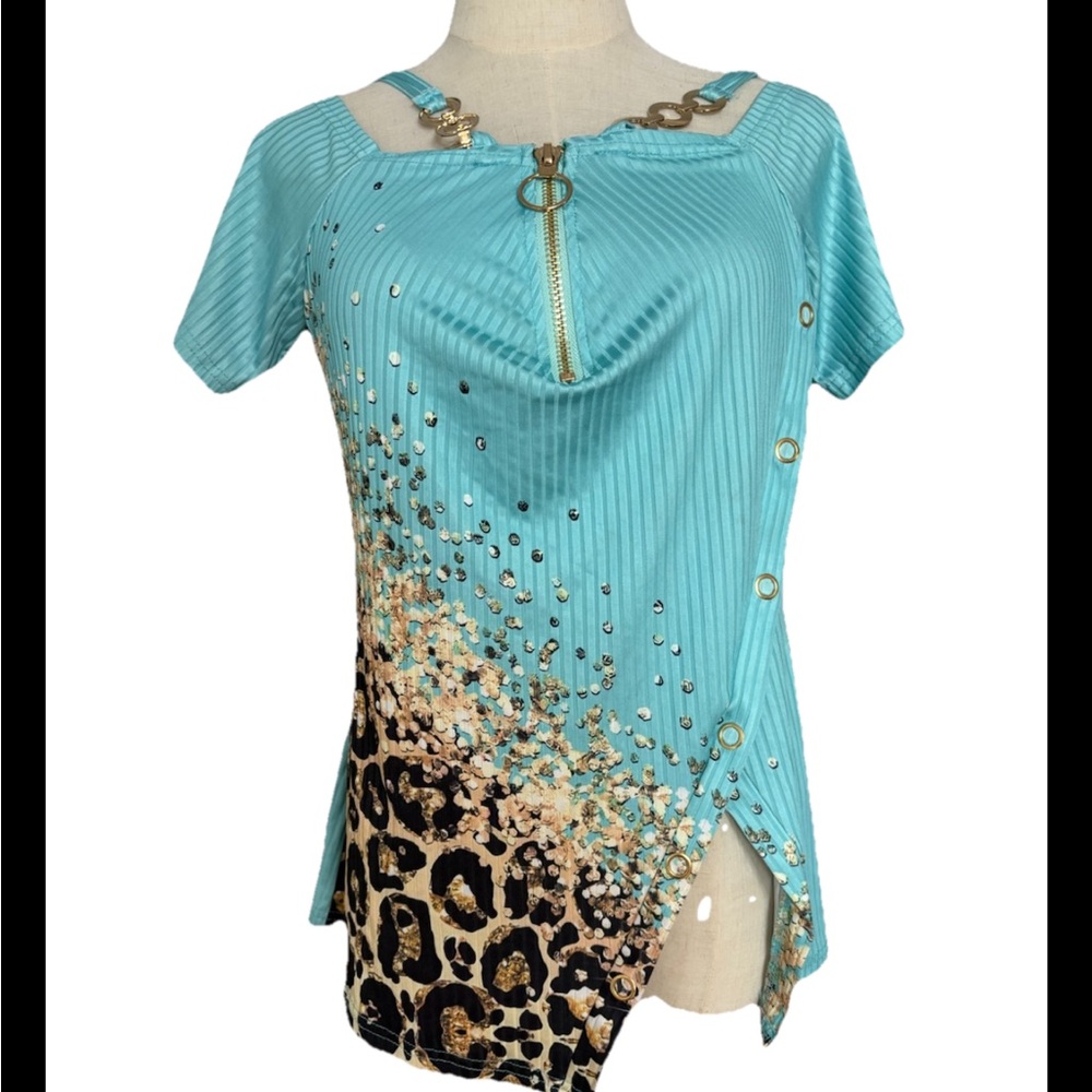 Chicme Delia’s XL Blue Leopard Cheetah Going Out Clubbing Top 00s RARE